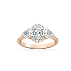 Kelsey Oval LGD with Trillion Sides Three Stone Engagement Ring - 14K Rose Gold / 3.0ctw