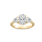 Kelsey Oval LGD with Trillion Sides Three Stone Engagement Ring - 18K Yellow Gold / 2.0ctw