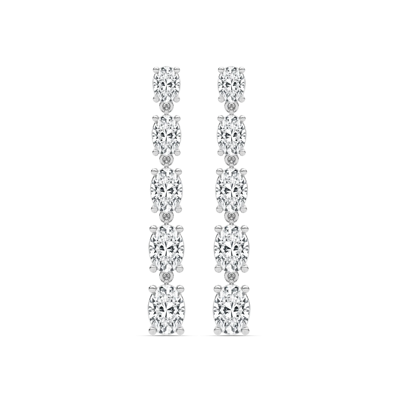 4 ctw Oval LGD Dangle Earrings - 14K White Gold