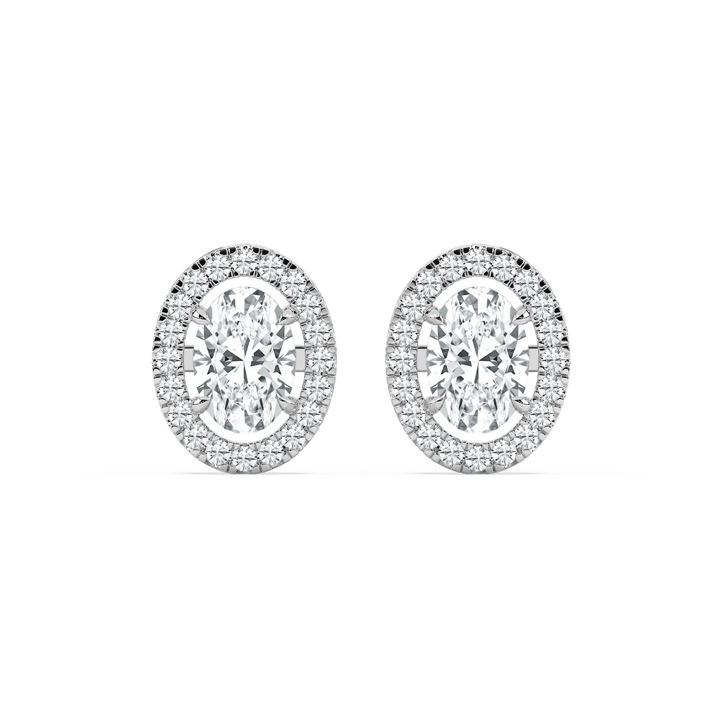 2 ⅖ ctw Oval LGD Halo Stud Earrings - 14K White Gold