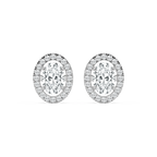 2 ⅖ ctw Oval LGD Halo Stud Earrings - 14K White Gold