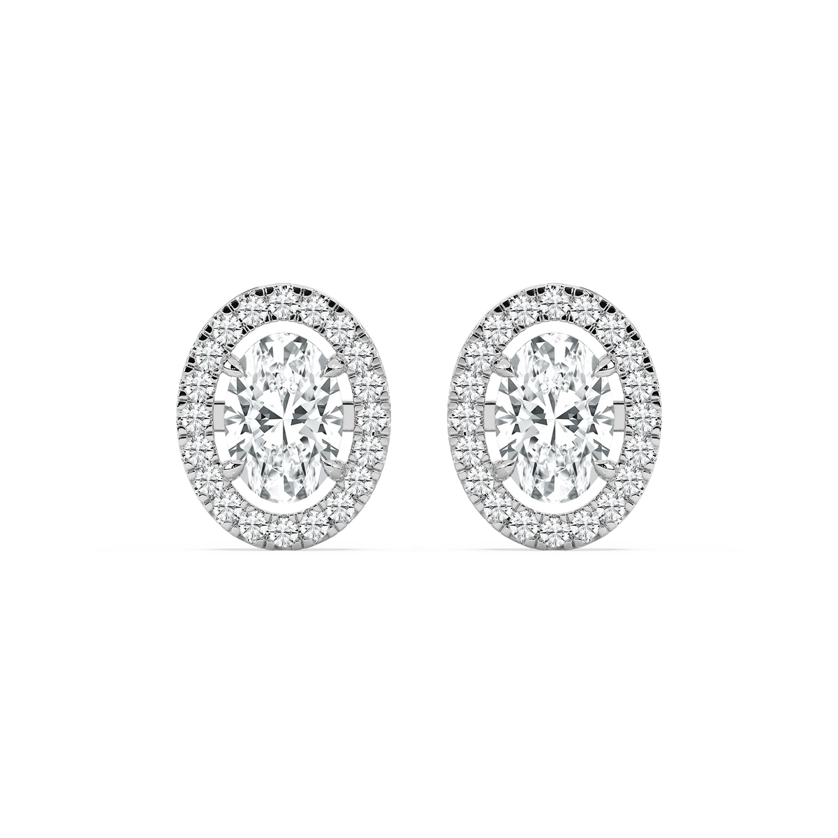2 ⅖ ctw Oval LGD Halo Stud Earrings - 14K White Gold