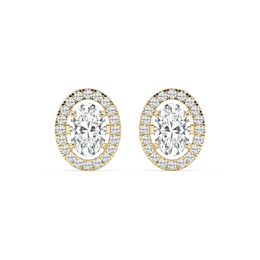 2 ⅖ ctw Oval LGD Halo Stud Earrings - 14K Yellow Gold