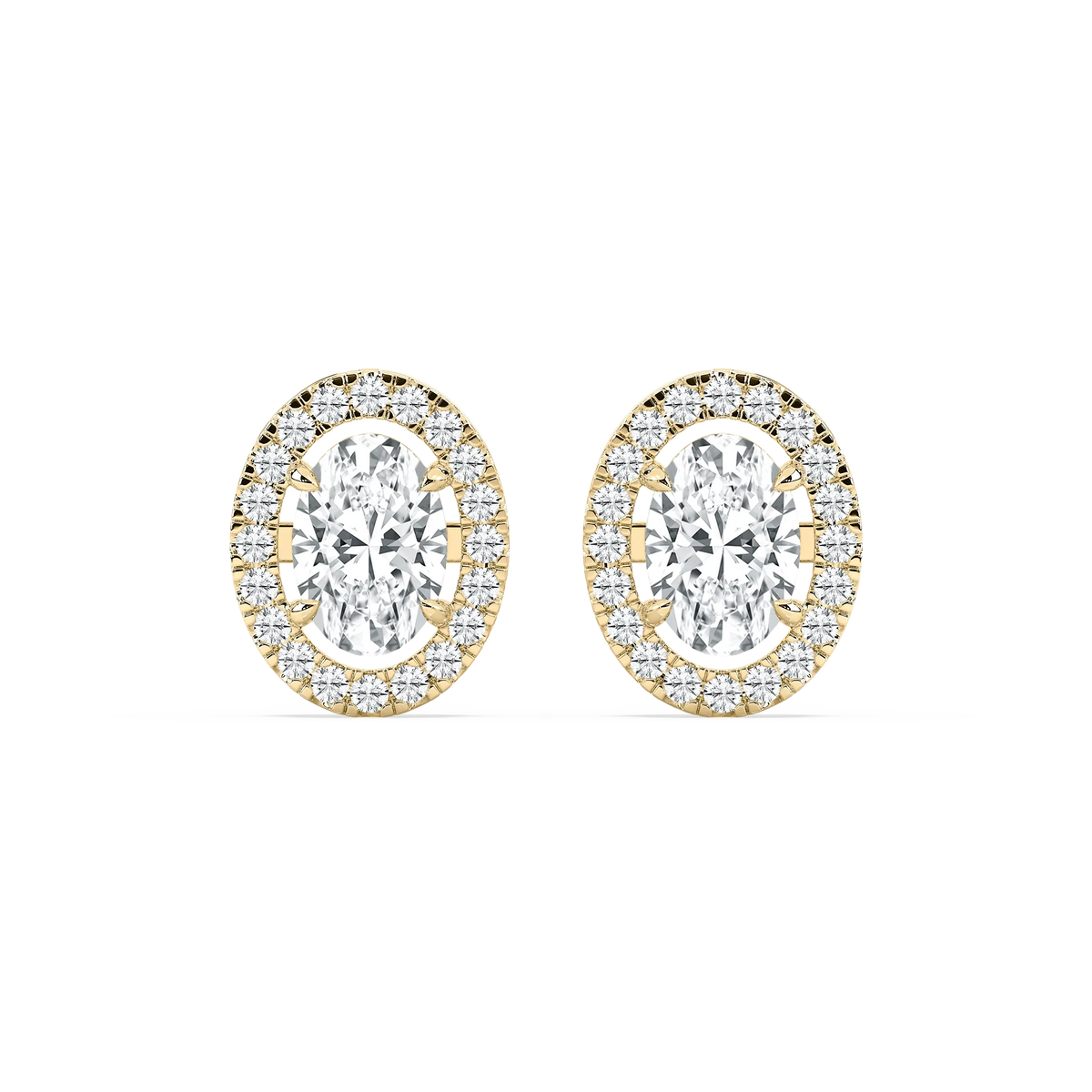 2 ⅖ ctw Oval LGD Halo Stud Earrings - 14K Yellow Gold
