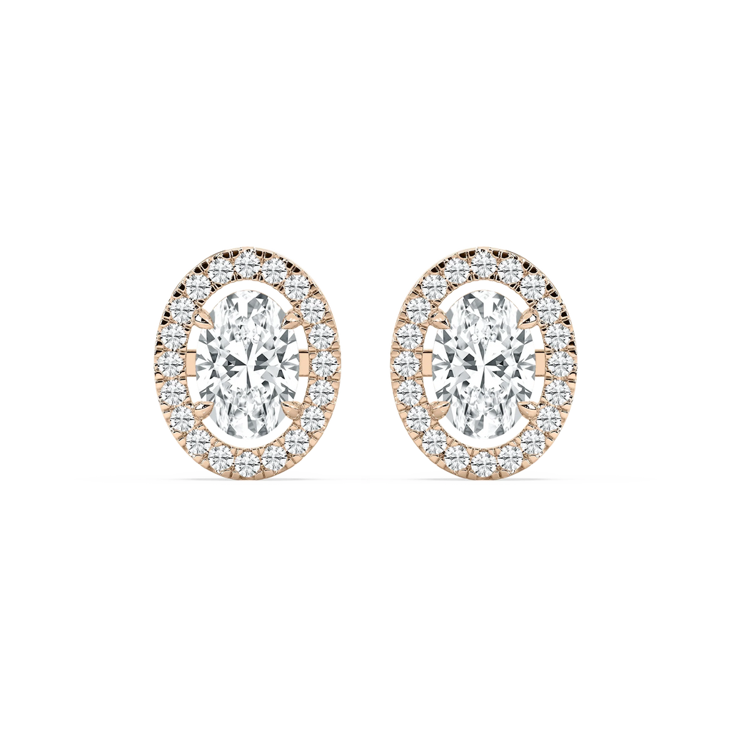 2 ⅖ ctw Oval LGD Halo Stud Earrings - 14K Rose Gold