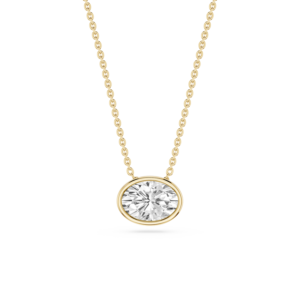 Oval LGD East West Solitaire Slide Pendant - 18 Inches