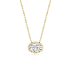 Oval LGD East West Solitaire Slide Pendant - 18 Inches