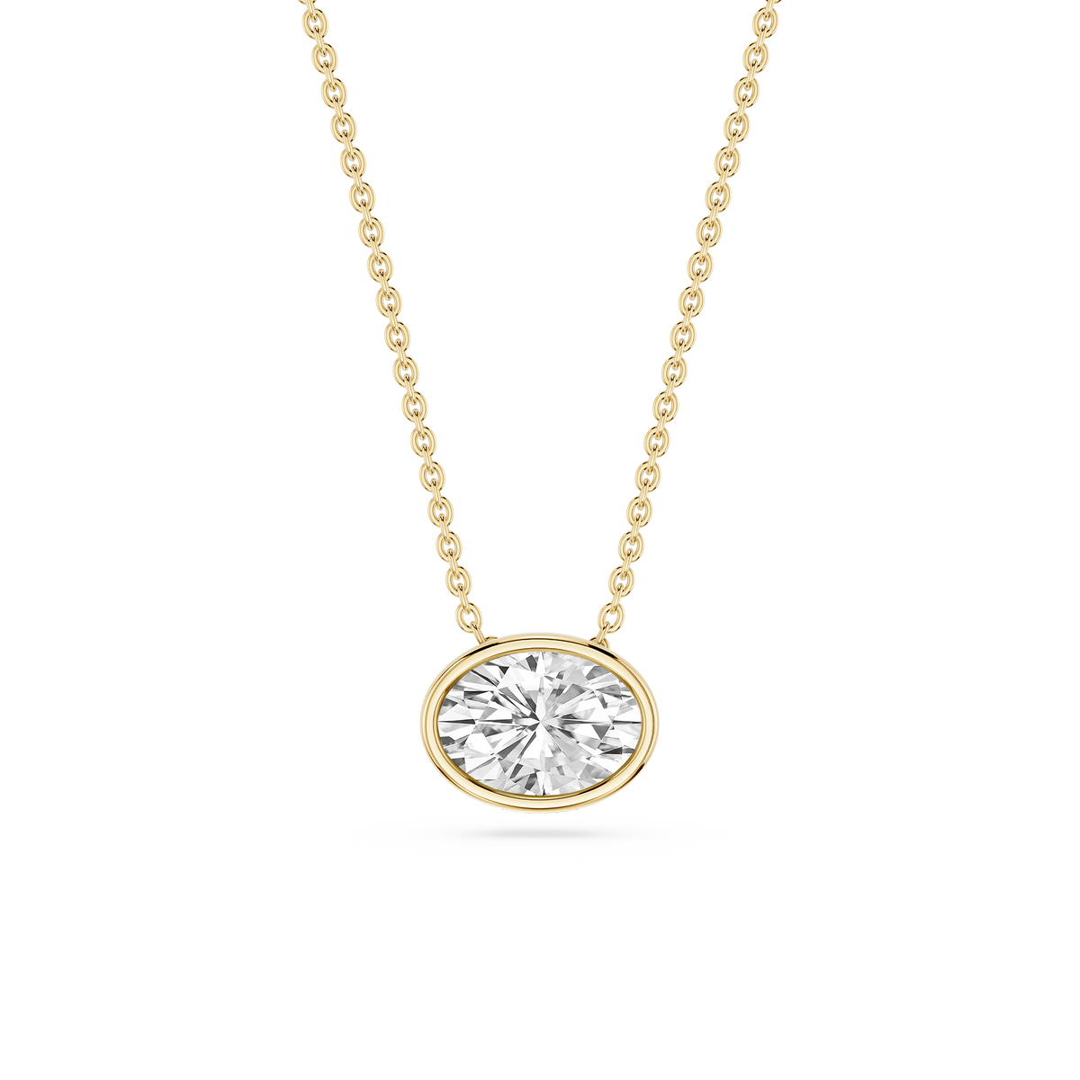 Oval LGD East West Solitaire Slide Pendant - 18 Inches