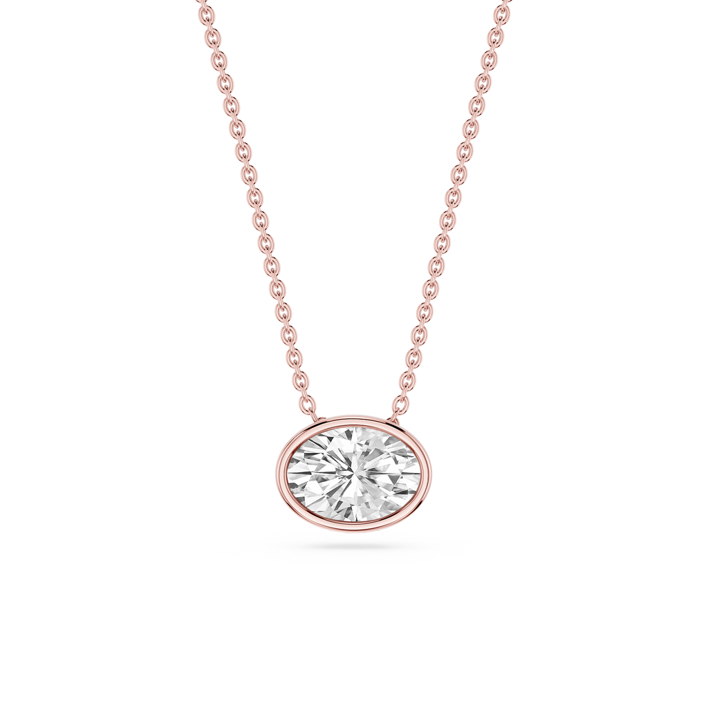 Oval LGD East West Solitaire Slide Pendant - 18 Inches
