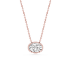 Oval LGD East West Solitaire Slide Pendant - 18 Inches