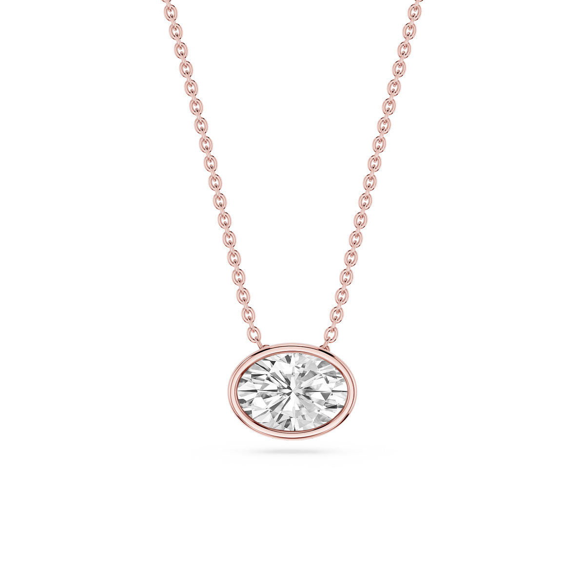 Oval LGD East West Solitaire Slide Pendant - 18 Inches
