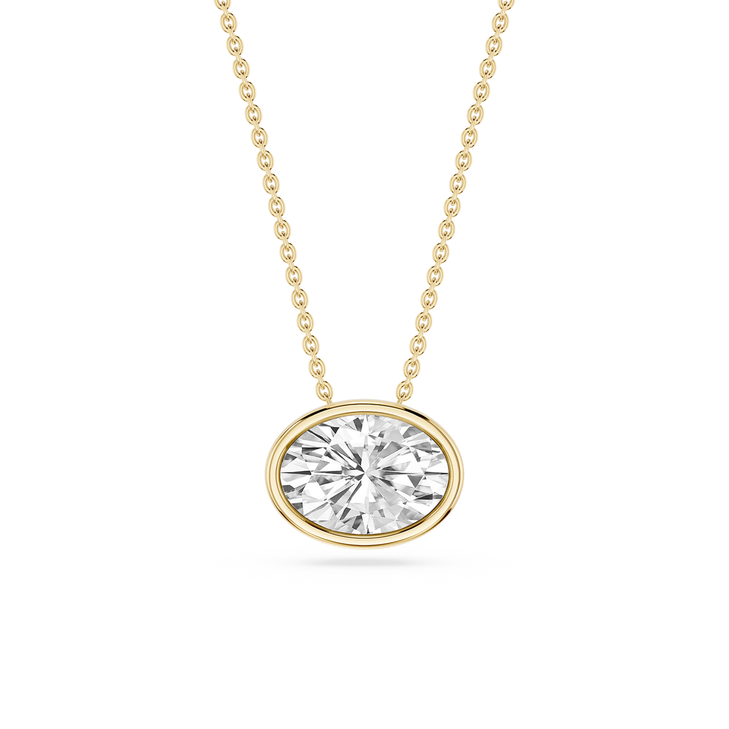 Oval LGD East West Solitaire Slide Pendant - 18 Inches