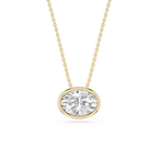 Oval LGD East West Solitaire Slide Pendant - 18 Inches
