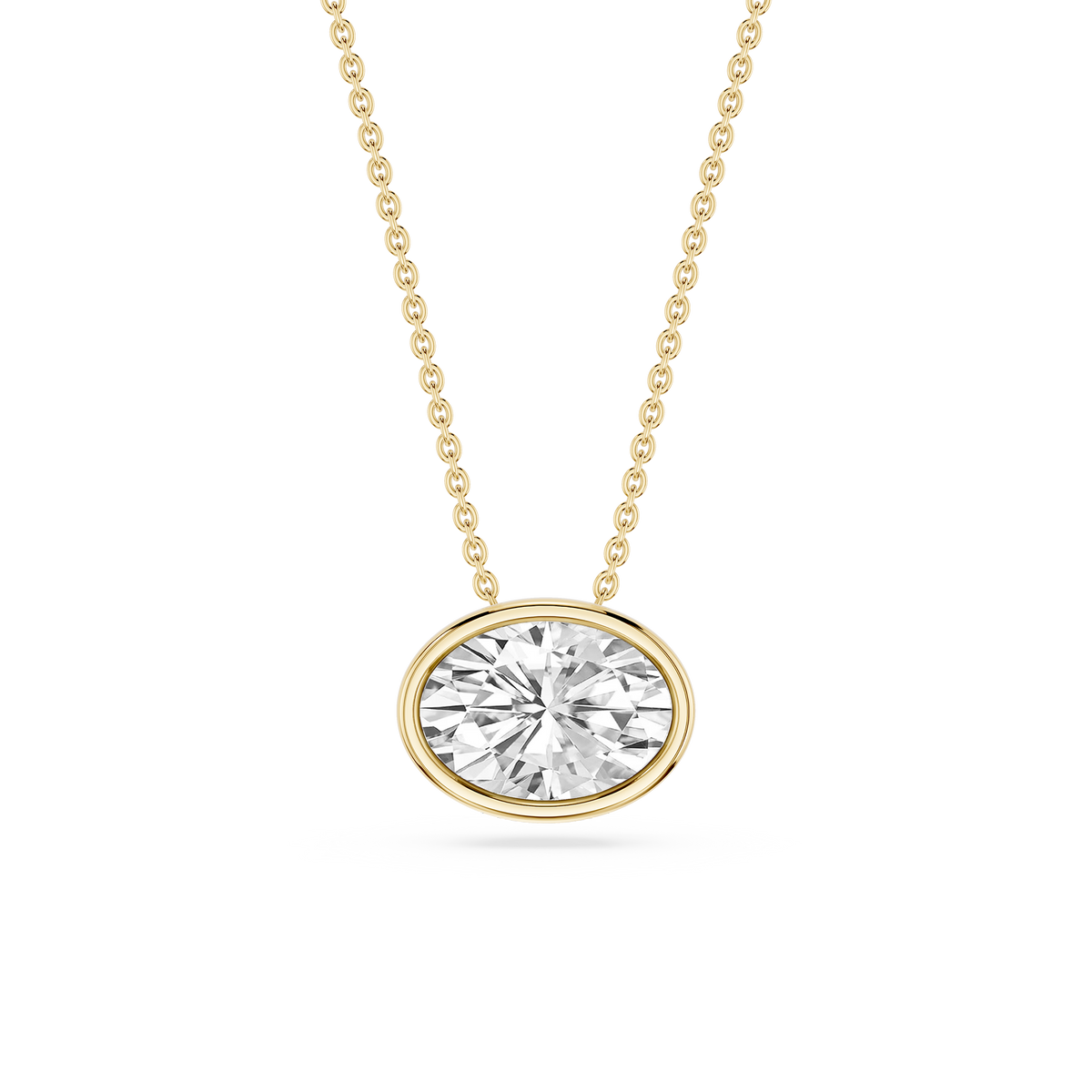 Oval LGD East West Solitaire Slide Pendant - 18 Inches