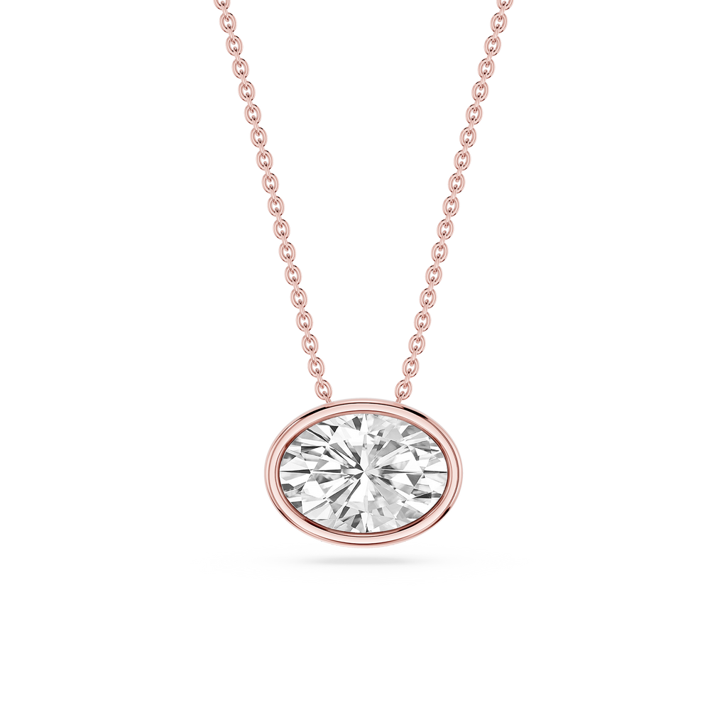 Oval LGD East West Solitaire Slide Pendant - 18 Inches