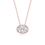 Oval LGD East West Solitaire Slide Pendant - 18 Inches
