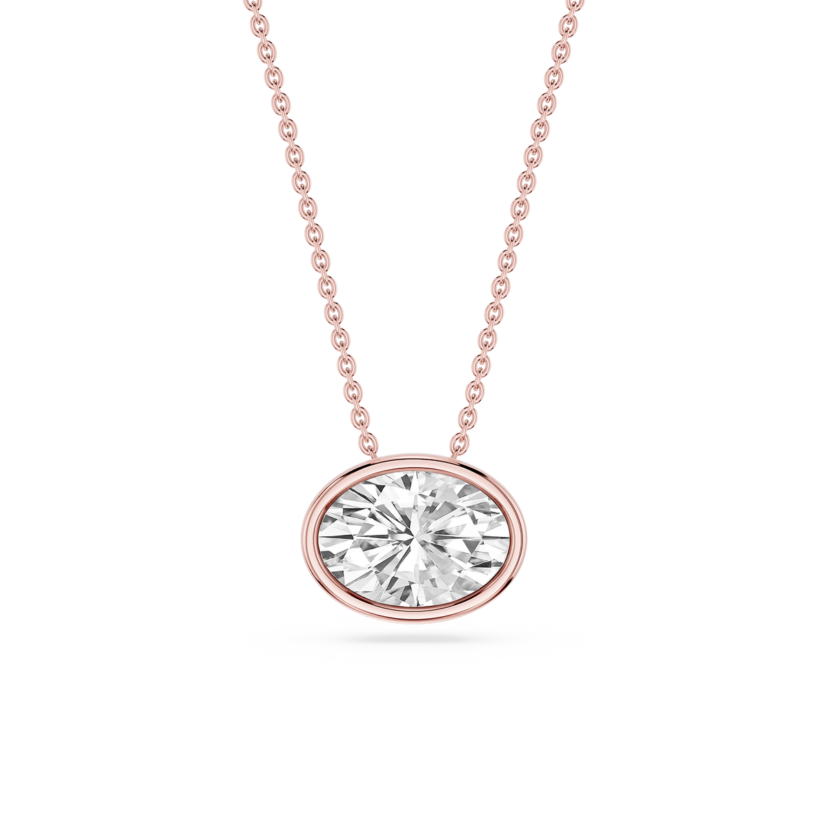 Oval LGD East West Solitaire Slide Pendant - 18 Inches