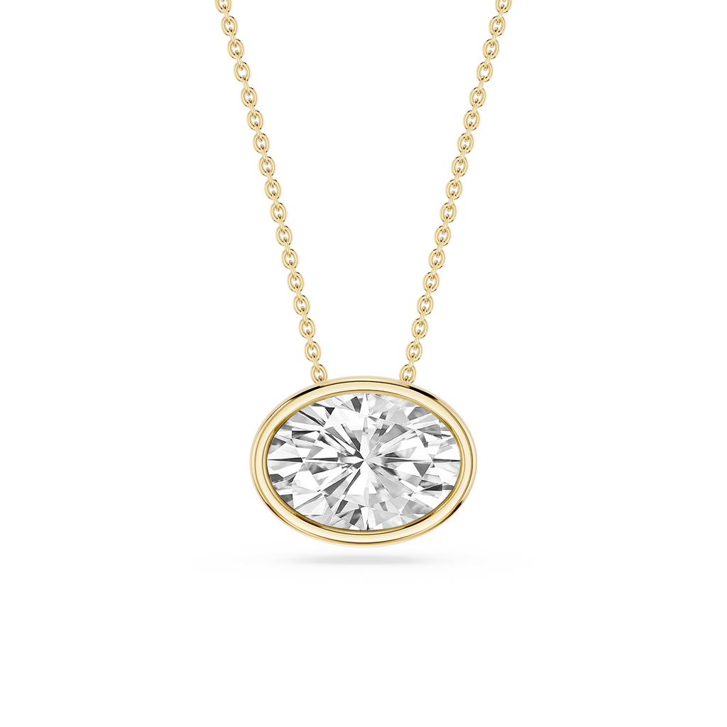 Oval LGD East West Solitaire Slide Pendant - 18 Inches