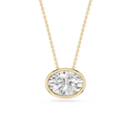Oval LGD East West Solitaire Slide Pendant - 18 Inches