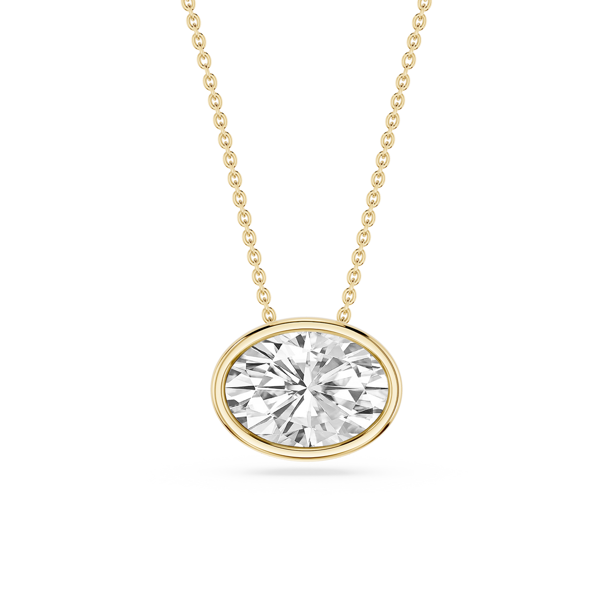 Oval LGD East West Solitaire Slide Pendant - 18 Inches