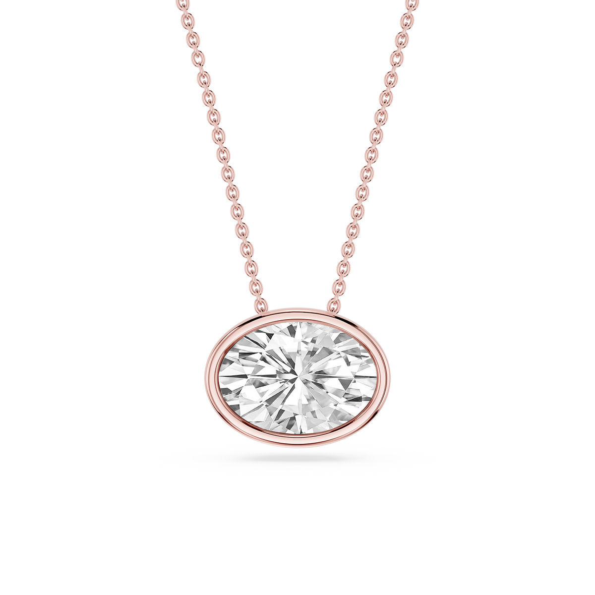 Oval LGD East West Solitaire Slide Pendant - 18 Inches