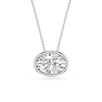 Oval LGD East West Solitaire Slide Pendant - 18 Inches