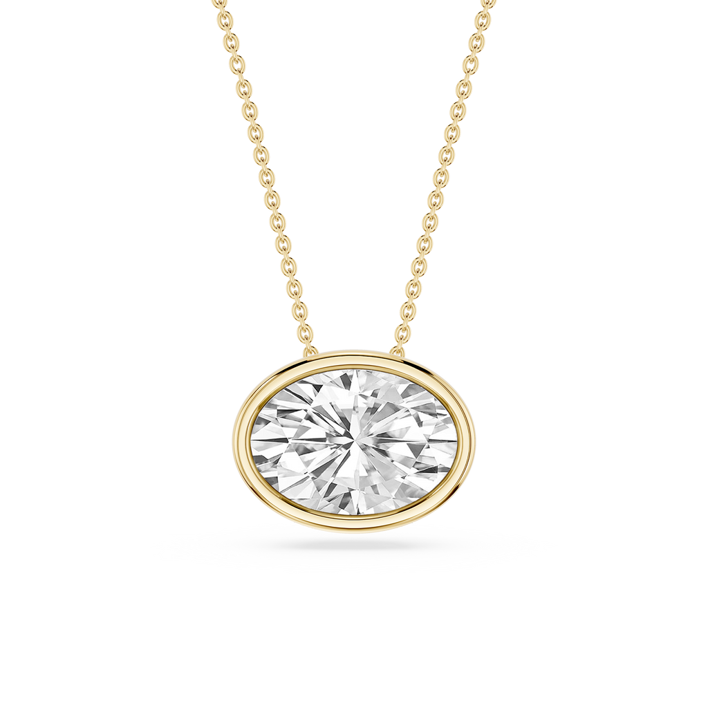 Oval LGD East West Solitaire Slide Pendant - 18 Inches
