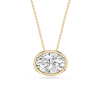 Oval LGD East West Solitaire Slide Pendant - 18 Inches