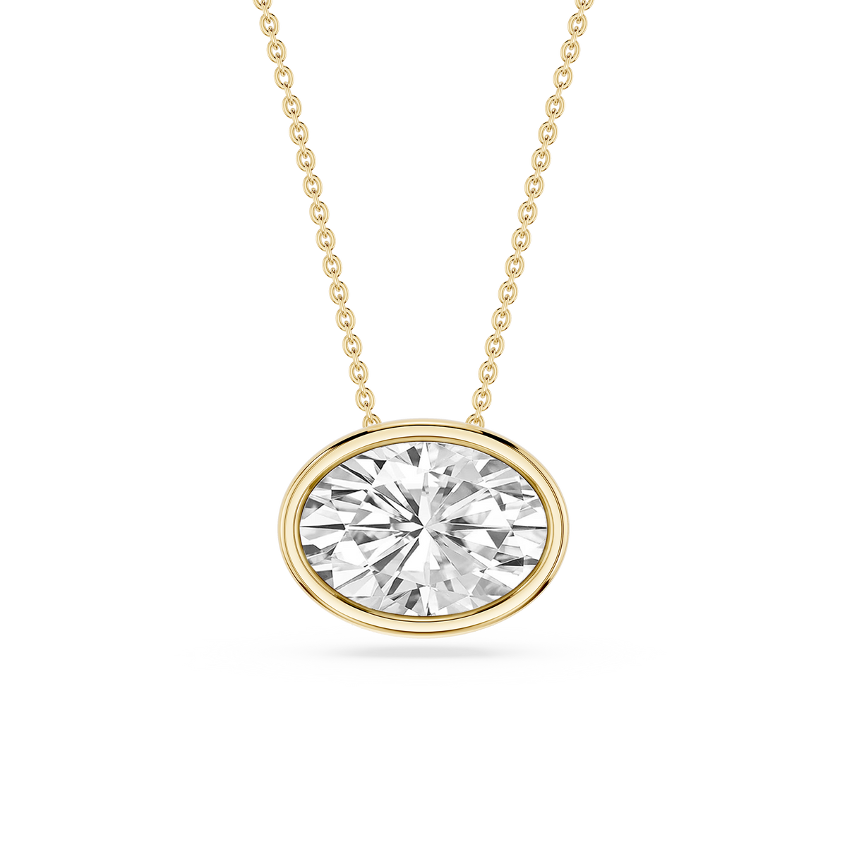 Oval LGD East West Solitaire Slide Pendant - 18 Inches
