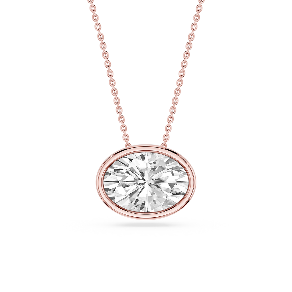 Oval LGD East West Solitaire Slide Pendant - 18 Inches