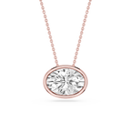 Oval LGD East West Solitaire Slide Pendant - 18 Inches