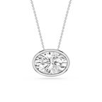 Oval LGD East West Solitaire Slide Pendant - 18 Inches