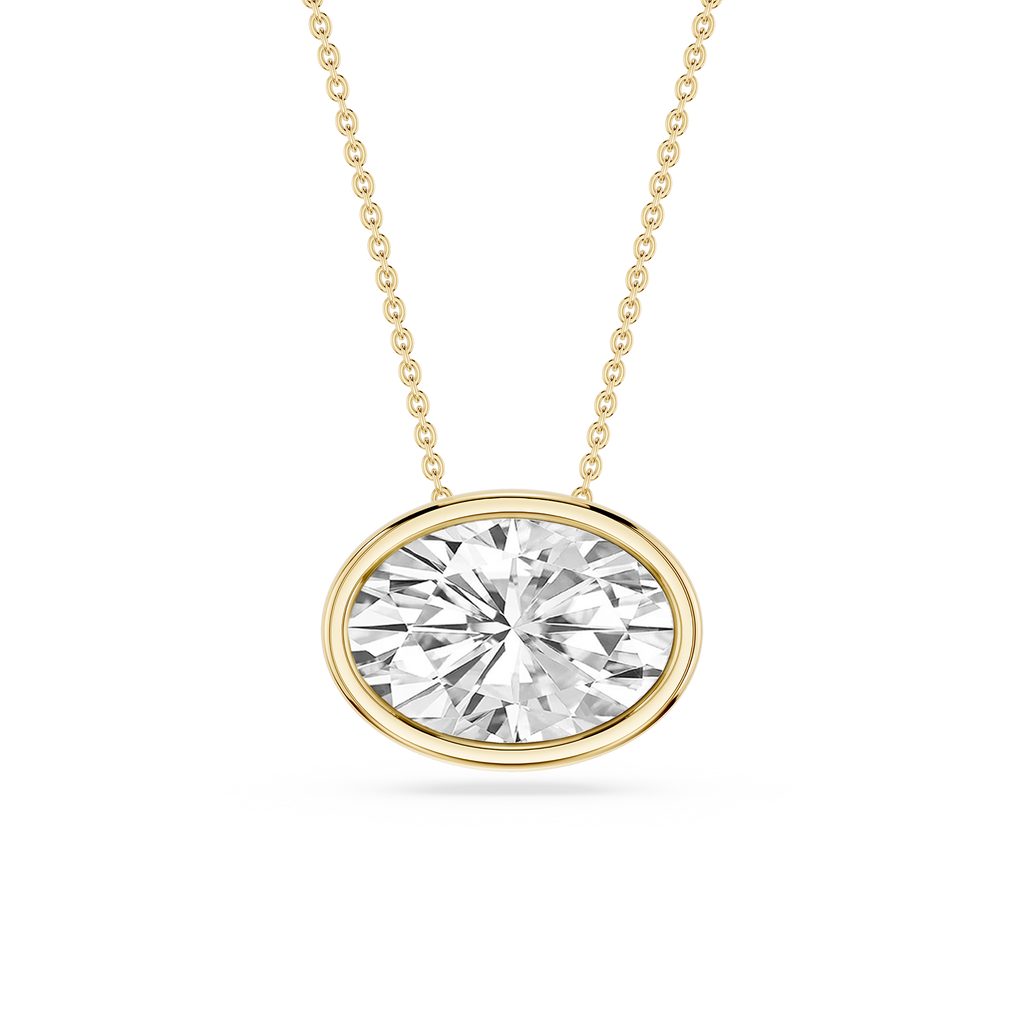 Oval LGD East West Solitaire Slide Pendant - 18 Inches