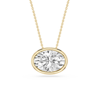 Oval LGD East West Solitaire Slide Pendant - 18 Inches