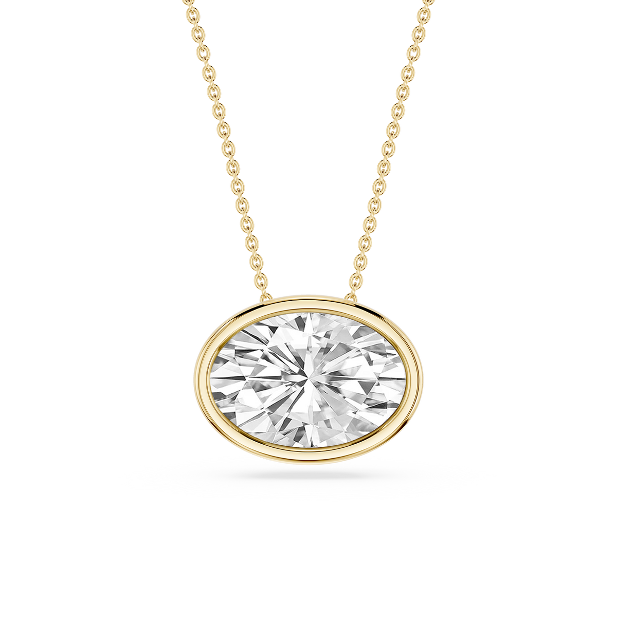 Oval LGD East West Solitaire Slide Pendant - 18 Inches