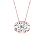 Oval LGD East West Solitaire Slide Pendant - 18 Inches