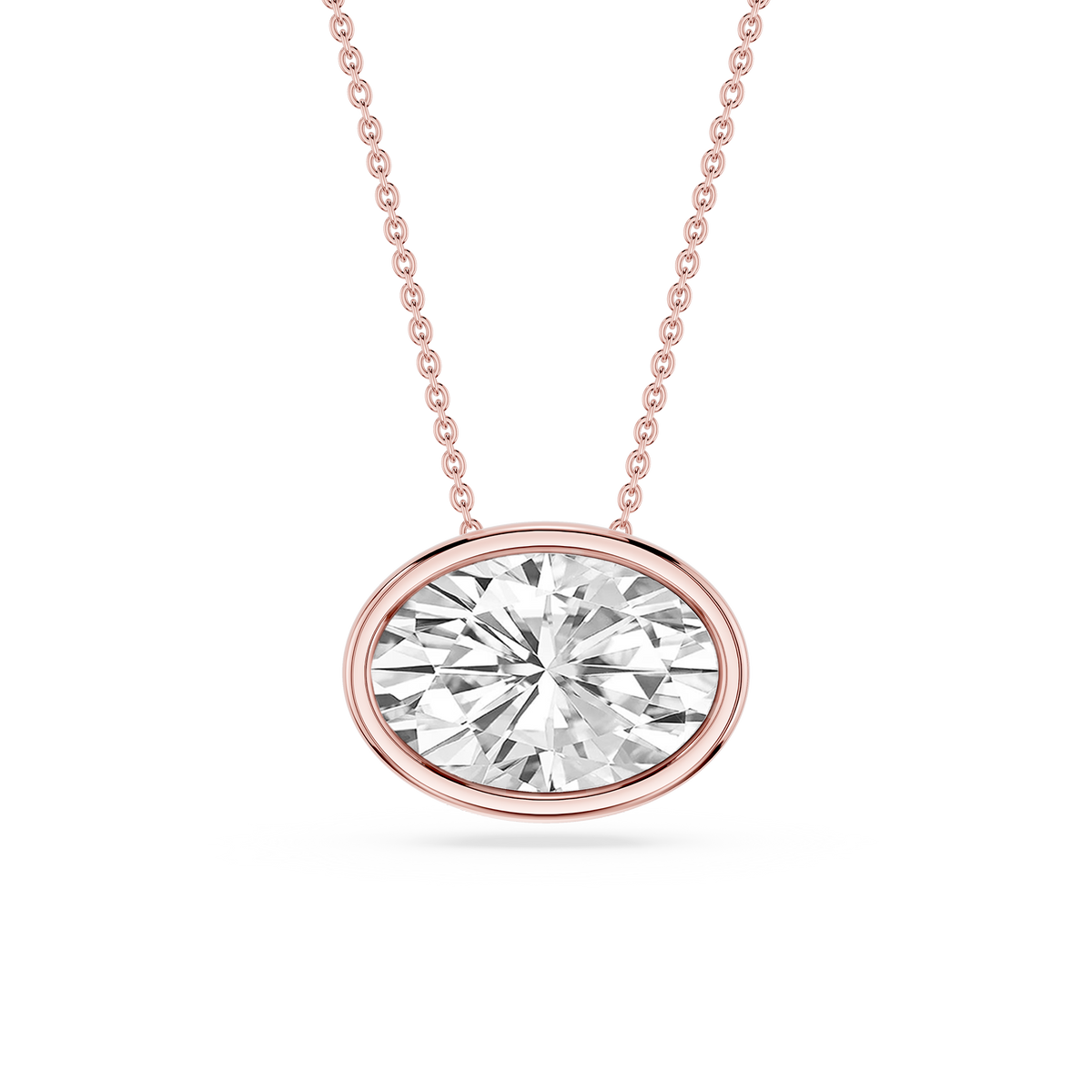 Oval LGD East West Solitaire Slide Pendant - 18 Inches