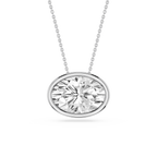 Oval LGD East West Solitaire Slide Pendant - 18 Inches