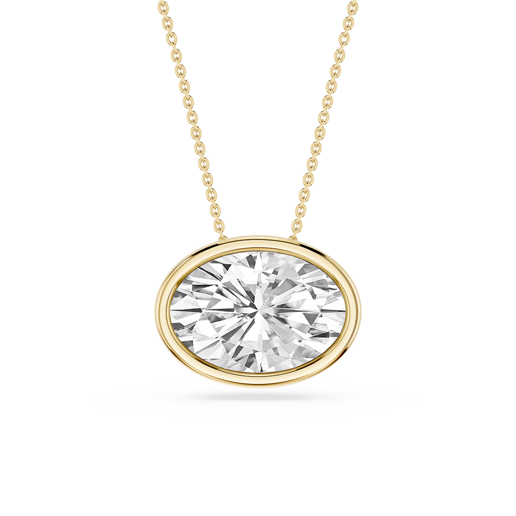 Oval LGD East West Solitaire Slide Pendant - 18 Inches