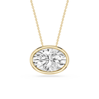 Oval LGD East West Solitaire Slide Pendant - 18 Inches