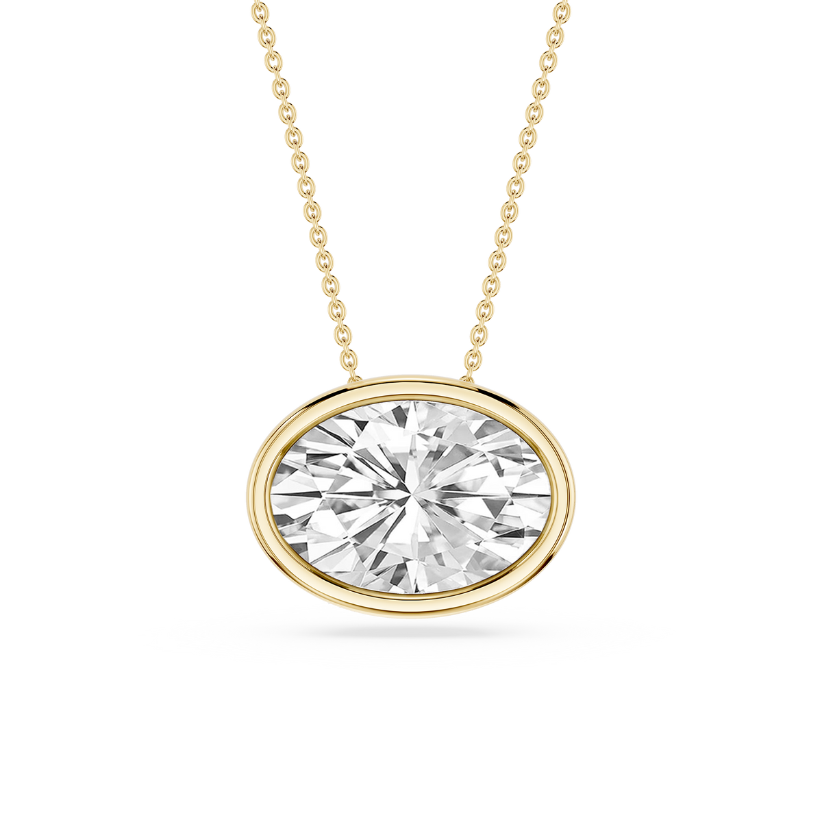 Oval LGD East West Solitaire Slide Pendant - 18 Inches
