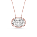 Oval LGD East West Solitaire Slide Pendant - 18 Inches