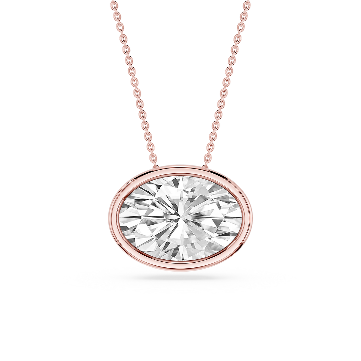 Oval LGD East West Solitaire Slide Pendant - 18 Inches