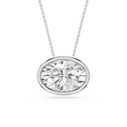 Oval LGD East West Solitaire Slide Pendant - 18 Inches