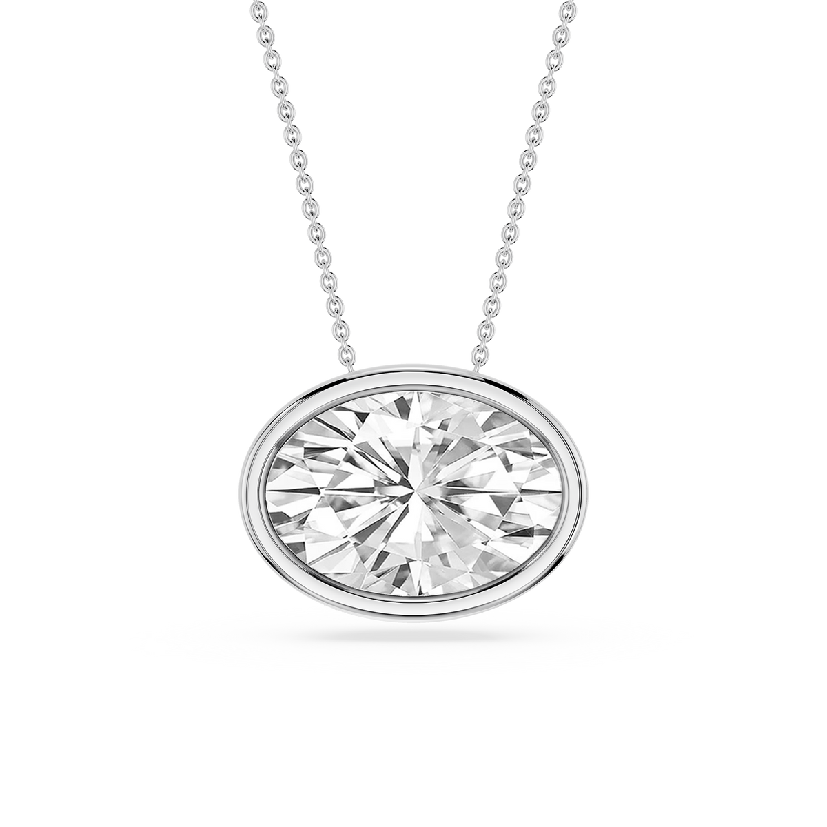 Oval LGD East West Solitaire Slide Pendant - 18 Inches
