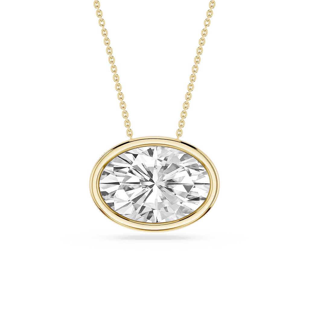 Oval LGD East West Solitaire Slide Pendant - 18 Inches