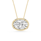 Oval LGD East West Solitaire Slide Pendant - 18 Inches
