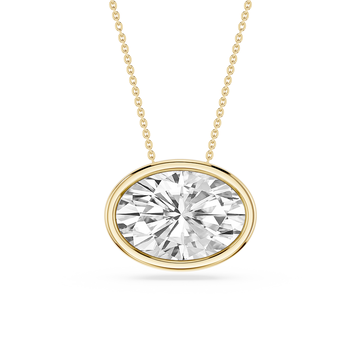 Oval LGD East West Solitaire Slide Pendant - 18 Inches