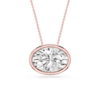 Oval LGD East West Solitaire Slide Pendant - 18 Inches