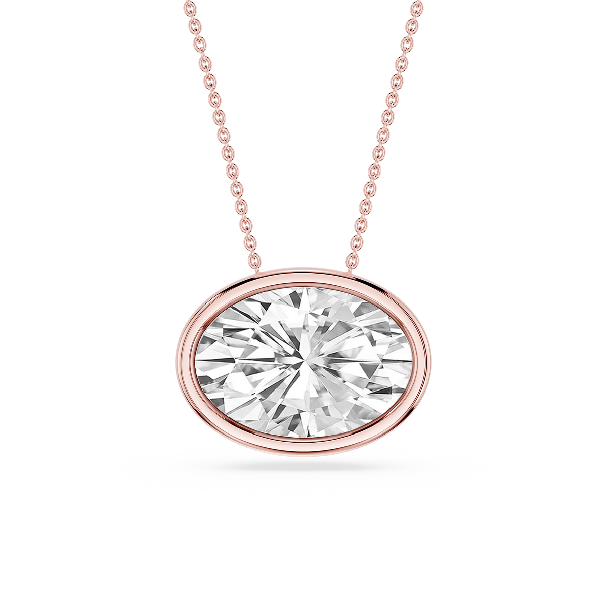 Oval LGD East West Solitaire Slide Pendant - 18 Inches